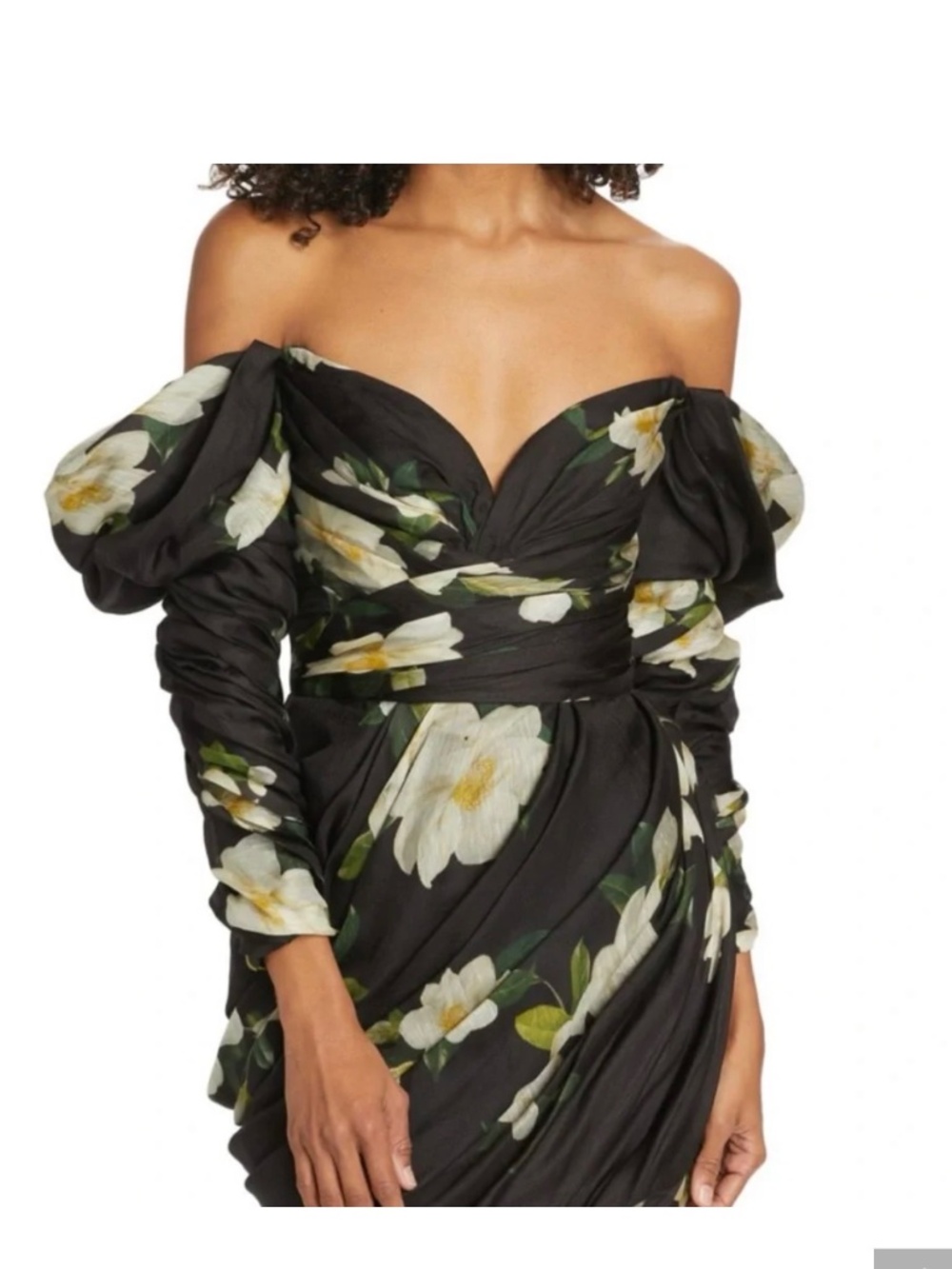 Zimmermann Black Floral One-Shoulder Puff-Sleeve MinI